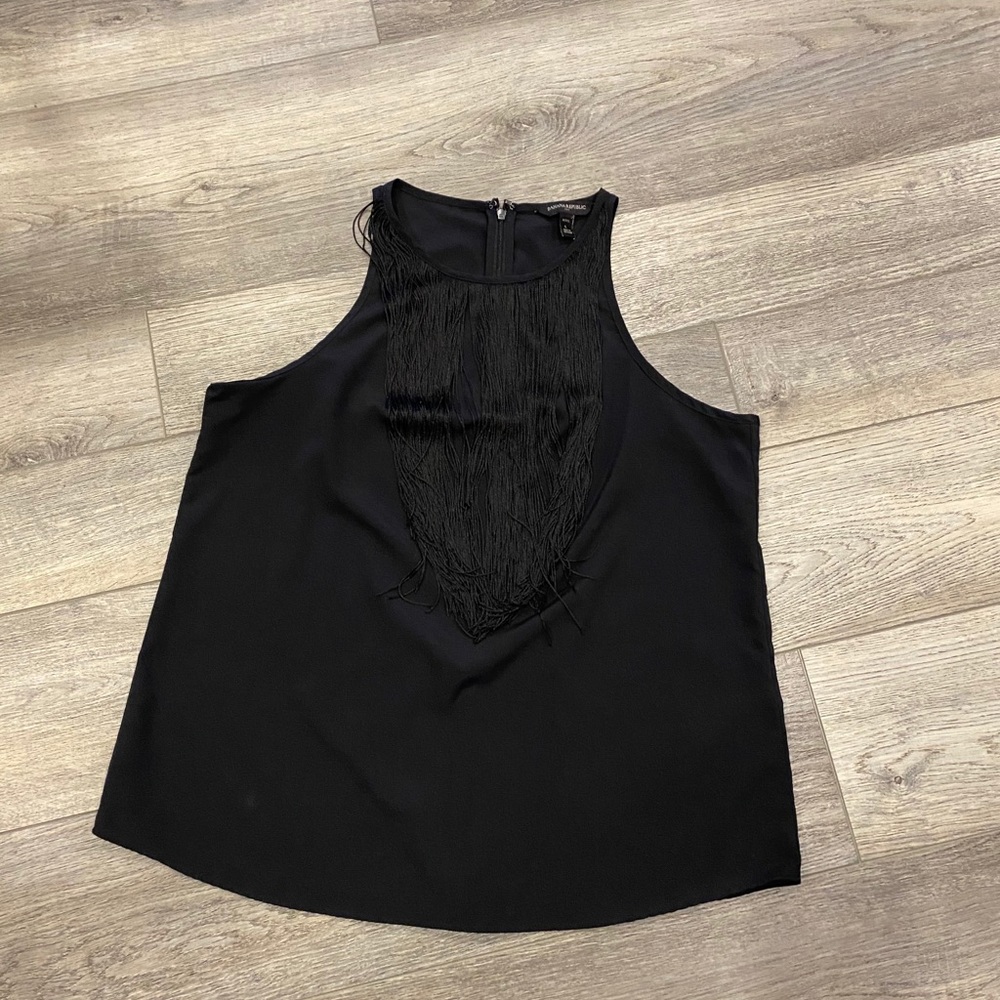 Black tank with fringe